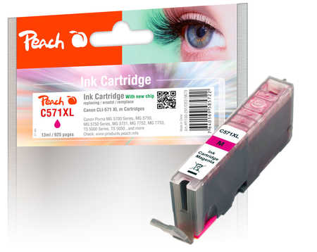 Peach Tintenpatrone XL magenta kompatibel zu Canon CLI-571XLM, 0333C001