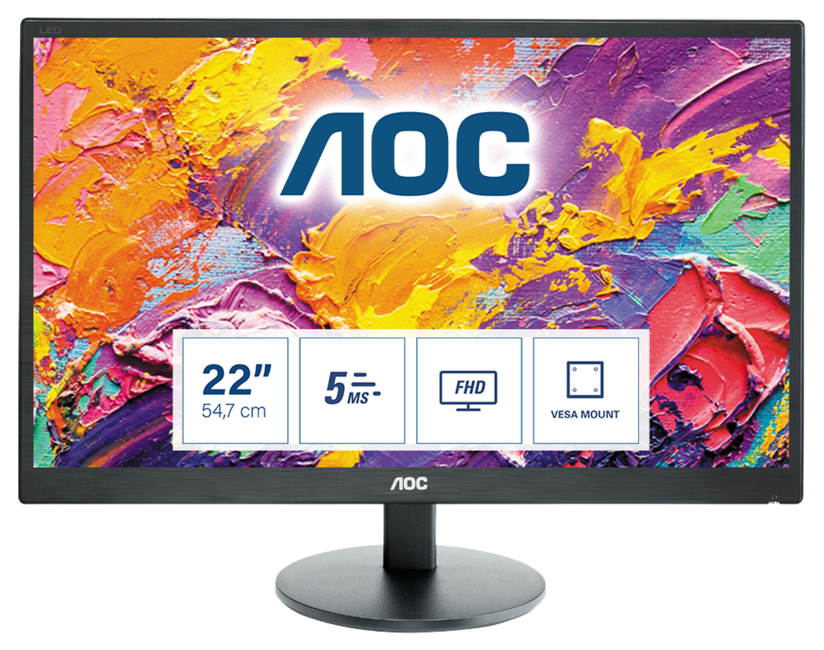 AOC 70 Series E2270SWDN - 54,6 cm (21.5 Zoll) - 1920 x 1080 Pixel - Full HD - LED - 5 ms - Schwarz