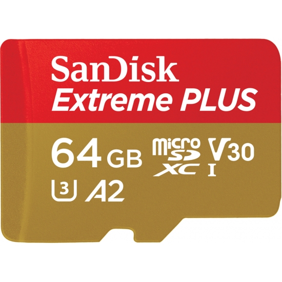 SanDisk 64GB Extreme Plus microSDXC - 64 GB - MicroSDXC - Klasse 10 - Class 3 (U3) - V30 - Schockresistent - Temperaturbeständig - Wasserdicht