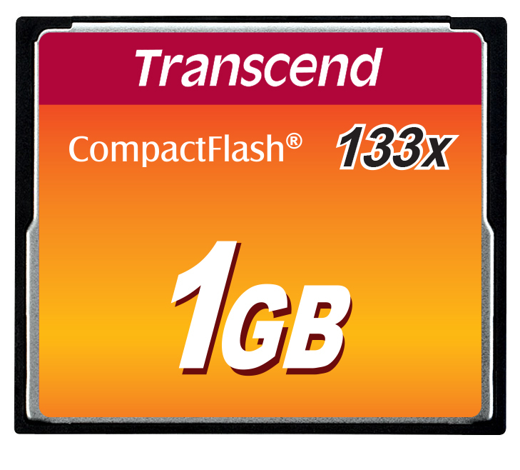 Transcend 1 GB CF 133x - 1 GB - Kompaktflash - MLC - 50 MB/s - 20 MB/s - Schwarz