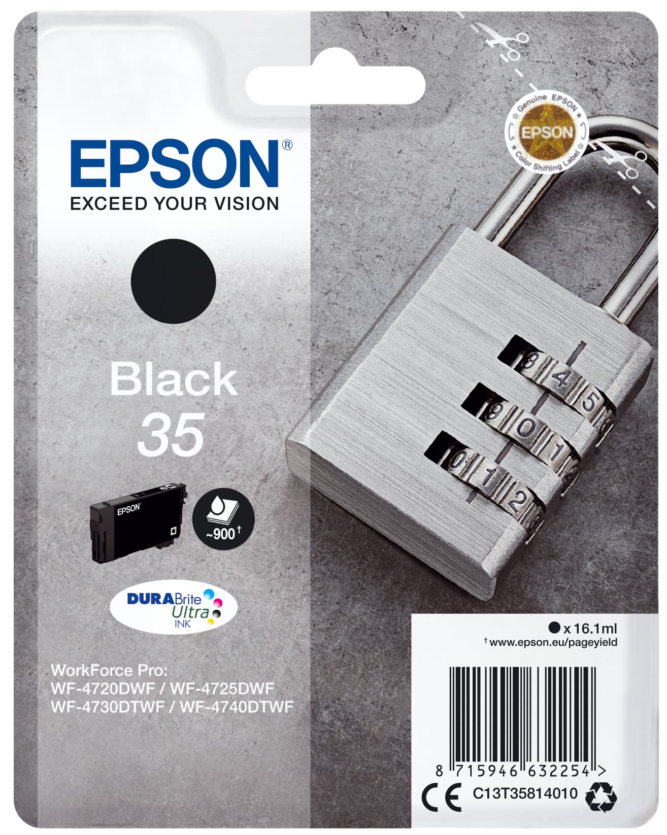 Epson Padlock Singlepack Black 35 DURABrite Ultra Ink - Standardertrag - Tinte auf Pigmentbasis - 16,1 ml - 900 Seiten - 1 Stück(e)