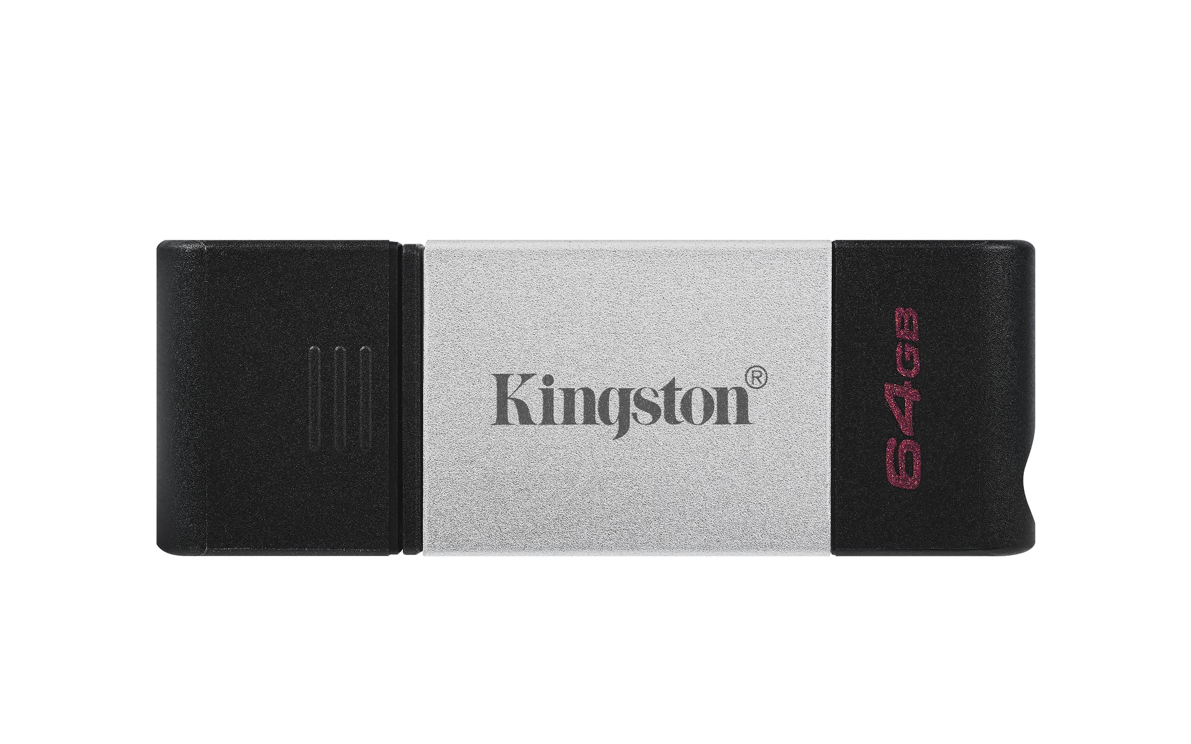 Kingston DataTraveler 80 - 64 GB - USB Typ-C - 3.2 Gen 1 (3.1 Gen 1) - 200 MB/s - Kappe - Schwarz - Silber