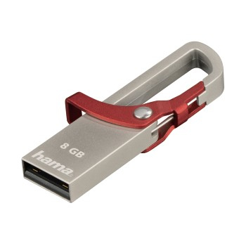 Hama USB-Stick Hook-Style, USB 2.0, 8 GB, 15MB/s, Rot