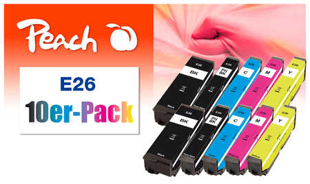Peach 10er-Pack Tintenpatronen kompatibel zu Epson No. 26, C13T26164010
