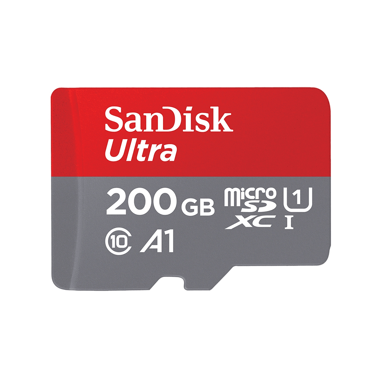 SanDisk Ultra - 200 GB - MicroSDXC - Klasse 10 - 120 MB/s - Class 1 (U1) - Grau - Rot