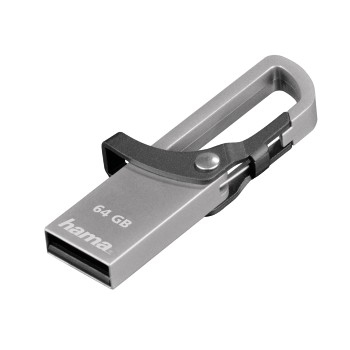 Hama USB-Stick Hook-Style, USB 2.0, 64 GB, 15MB/s, Grau