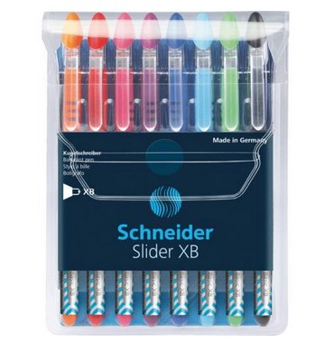 Schneider Schreibgeräte Schneider Pen Slider Basic - Mehrfarbig - Schwarz - Blau - Hellblau - Hellgrün - Orange - Pink - Rot - Violett - Stick-Kugelschreiber - Extradick - Edelstahl - 1,4 mm