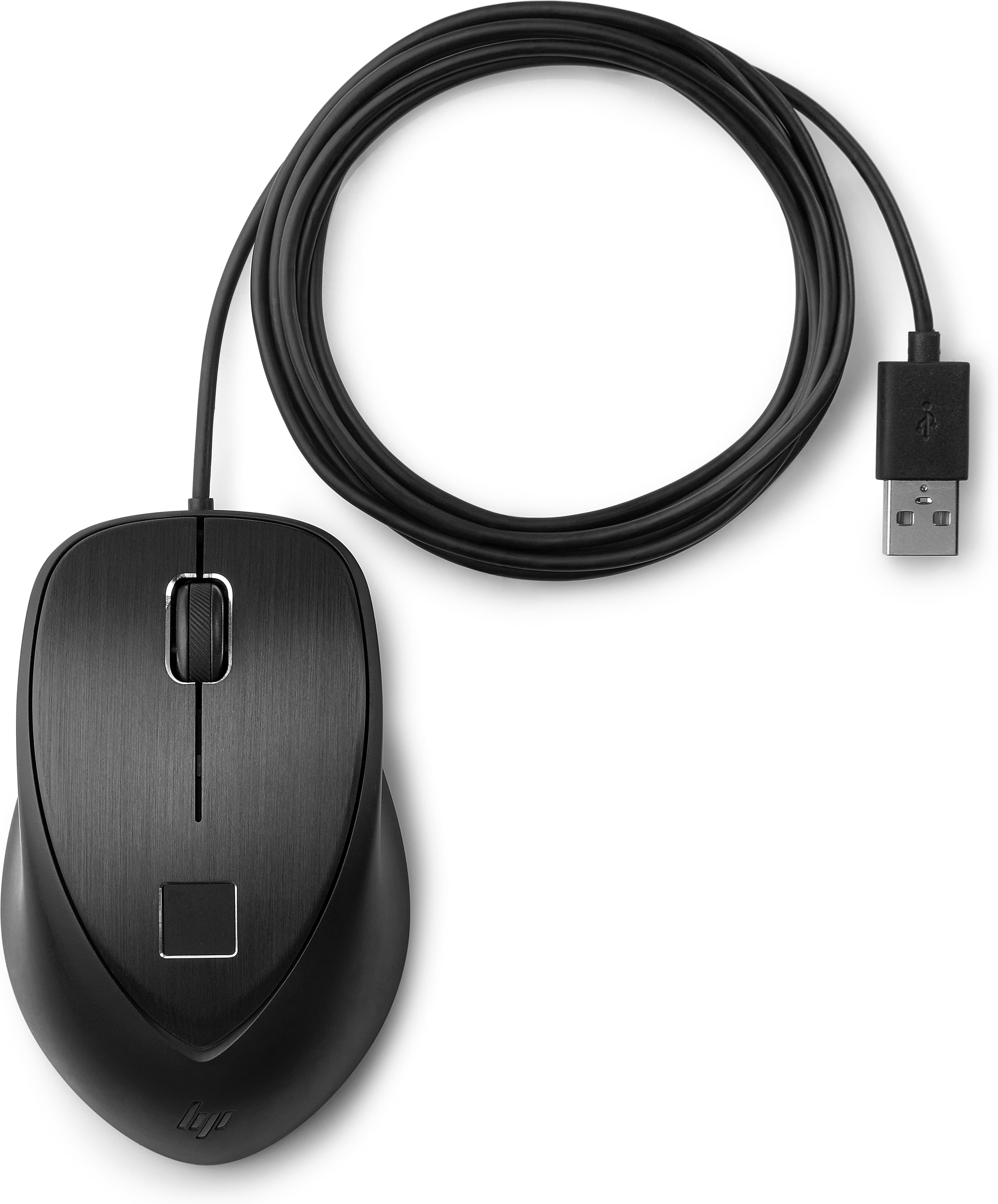 HP USB Fingerprint Mouse - Beidhändig - USB Typ-A - Schwarz