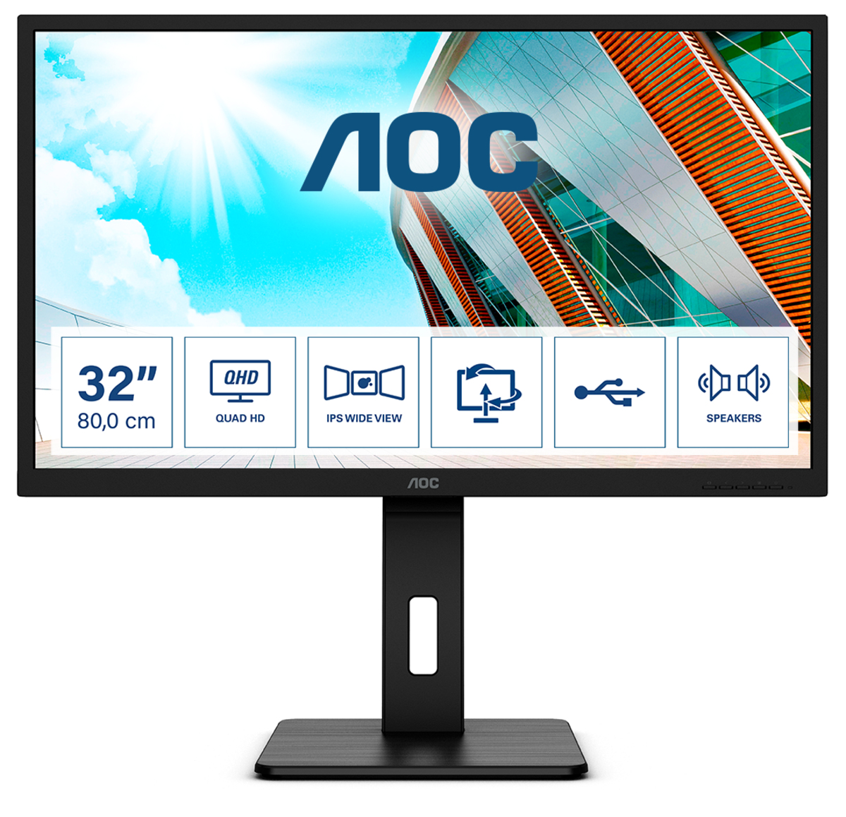 AOC P2 Q32P2 - 80 cm (31.5 Zoll) - 2560 x 1440 Pixel - 2K Ultra HD - LED - 4 ms - Schwarz