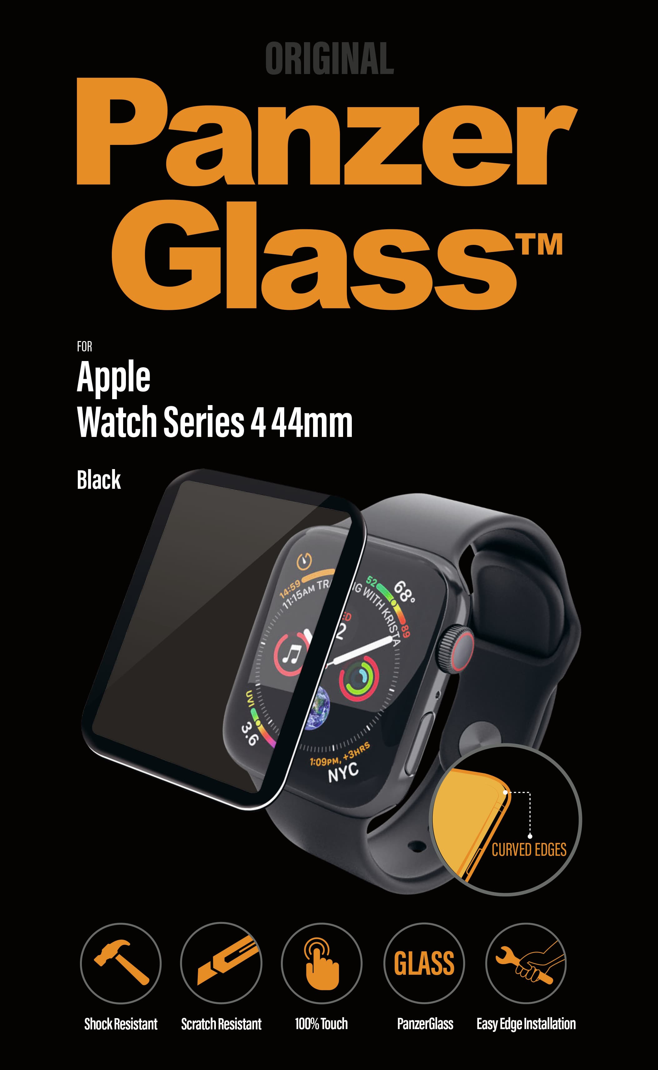 PanzerGlass 2014 - Displayschutz - Schwarz - Apple - APPLE WATCH SERIES 4 - Klare Bildschirmschutzfolie - 4,32 cm (1.7 Zoll)