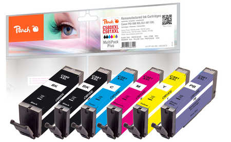 Peach Spar Pack mit foto blau Tintenpatronen XXL-Ergiebigkeit, kompatibel zu Canon PGI-580XXL, CLI-581XXL