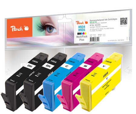 Peach Spar Pack Plus Tintenpatronen kompatibel zu HP No. 934*2, No. 935, C2P19A*2, C2P20A, C2P21A, C2P22A