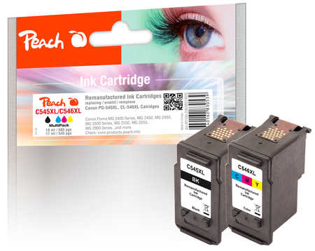 Peach Spar Pack Druckköpfe kompatibel zu Canon PG-545XLBK, CL-546XLC, 8286B001, 8288B001