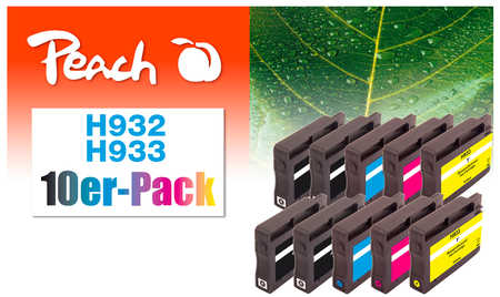 Peach 10er-Pack Tintenpatronen kompatibel zu HP No. 932, No. 933, CN057A, CN058A, CN059A, CN060A