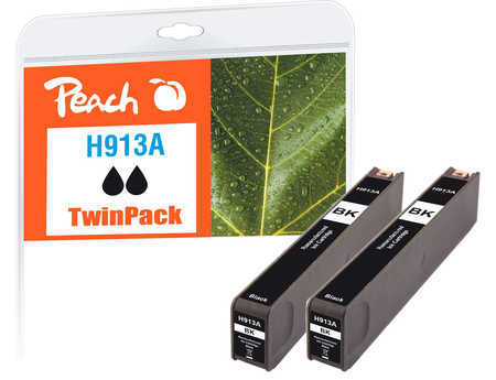 Peach Doppelpack Tintenpatrone schwarz kompatibel zu HP No. 913A BK*2, L0R95AE*2