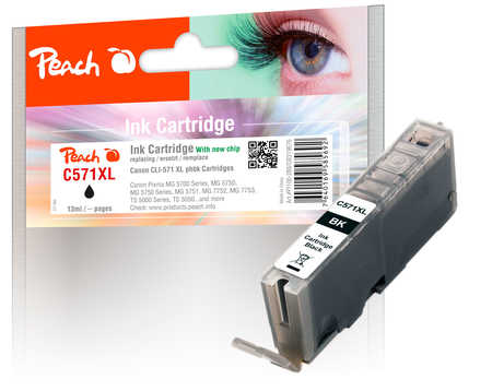Peach Tintenpatrone XL foto schwarz kompatibel zu Canon CLI-571XLBK, 0331C001